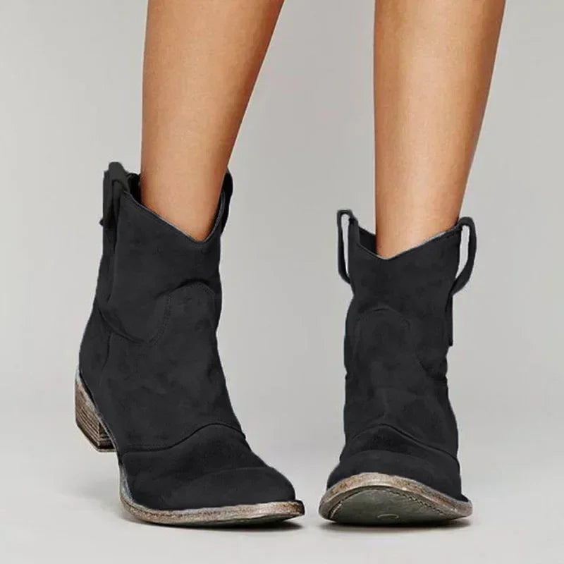 Fenella - Vintage Stiefeletten mit spitzer Zehe und Niedrig Absätze