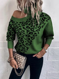 Chloe - Stilvoll Schulterfreie lange Ärmel Leopardenmuster Pullover