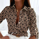 Amelie - Lässige gestreifte Bluse mit langen Ärmeln und Umlegekragen