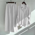 Melina – Zweiteiliges Satz mit Langarm Knopfleiste Hemd und Hose mit weitem Bein