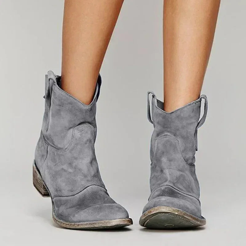 Fenella - Vintage Stiefeletten mit spitzer Zehe und Niedrig Absätze
