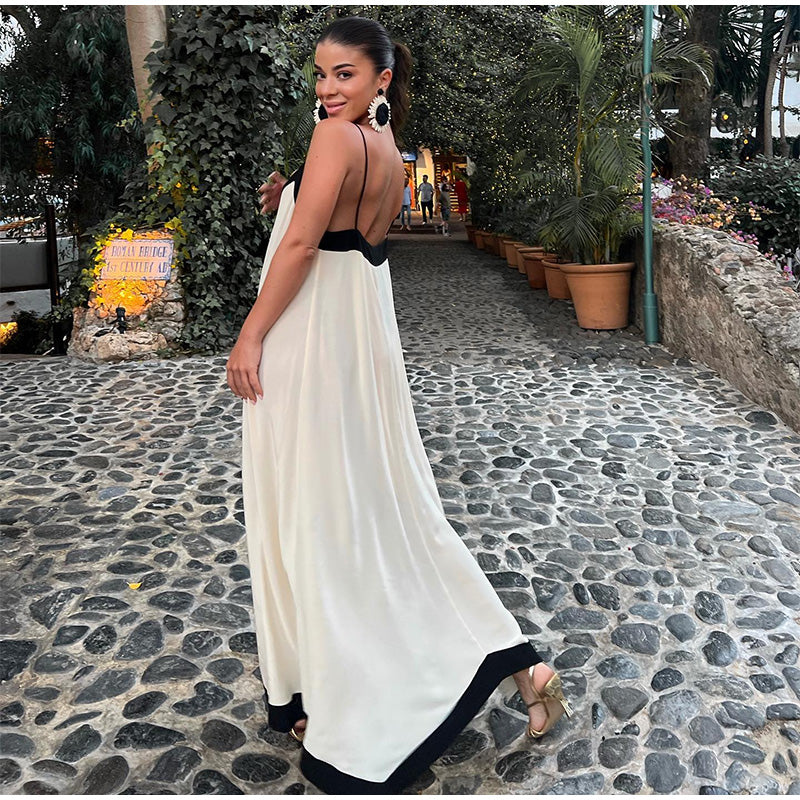 Samira - Elegantes Maxikleid Mit Tiefem V Ausschnitt