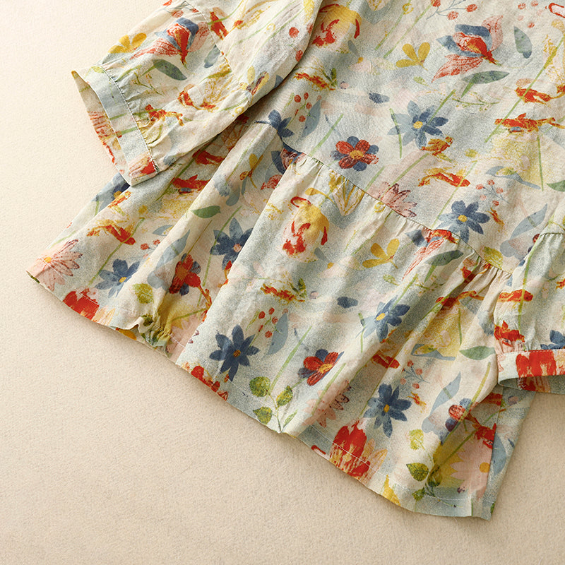 Raya – Bluse mit floralem Patchwork-Muster, lockerer Passform und weitem Schnitt