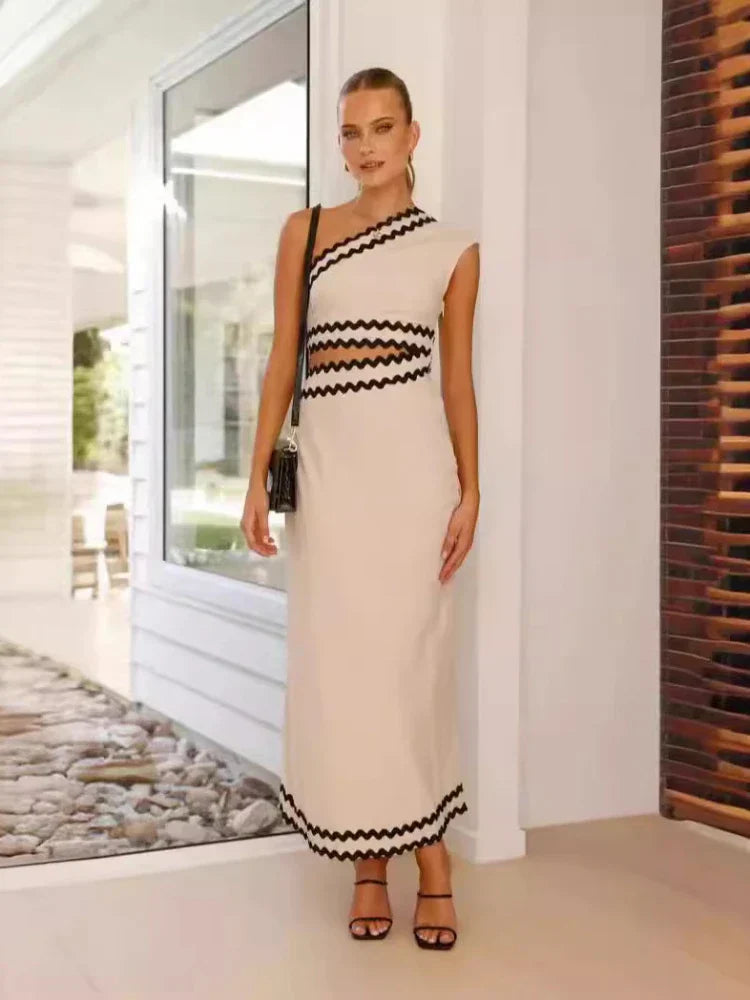 Alina - Lässiges One-Schulter-Midikleid mit Zickzack-Besatz design