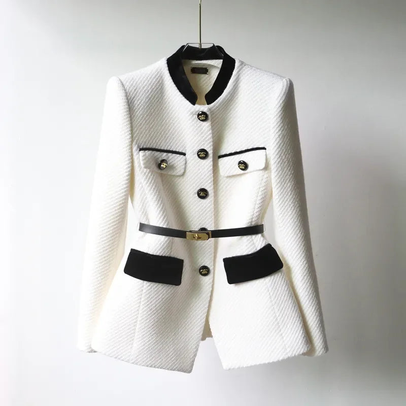 Sima – Eleganter Langarm Blazer mit Taschen Knöpfen und verstellbarem Gürtel
