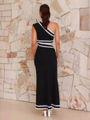 Alina - Lässiges One-Schulter-Midikleid mit Zickzack-Besatz design