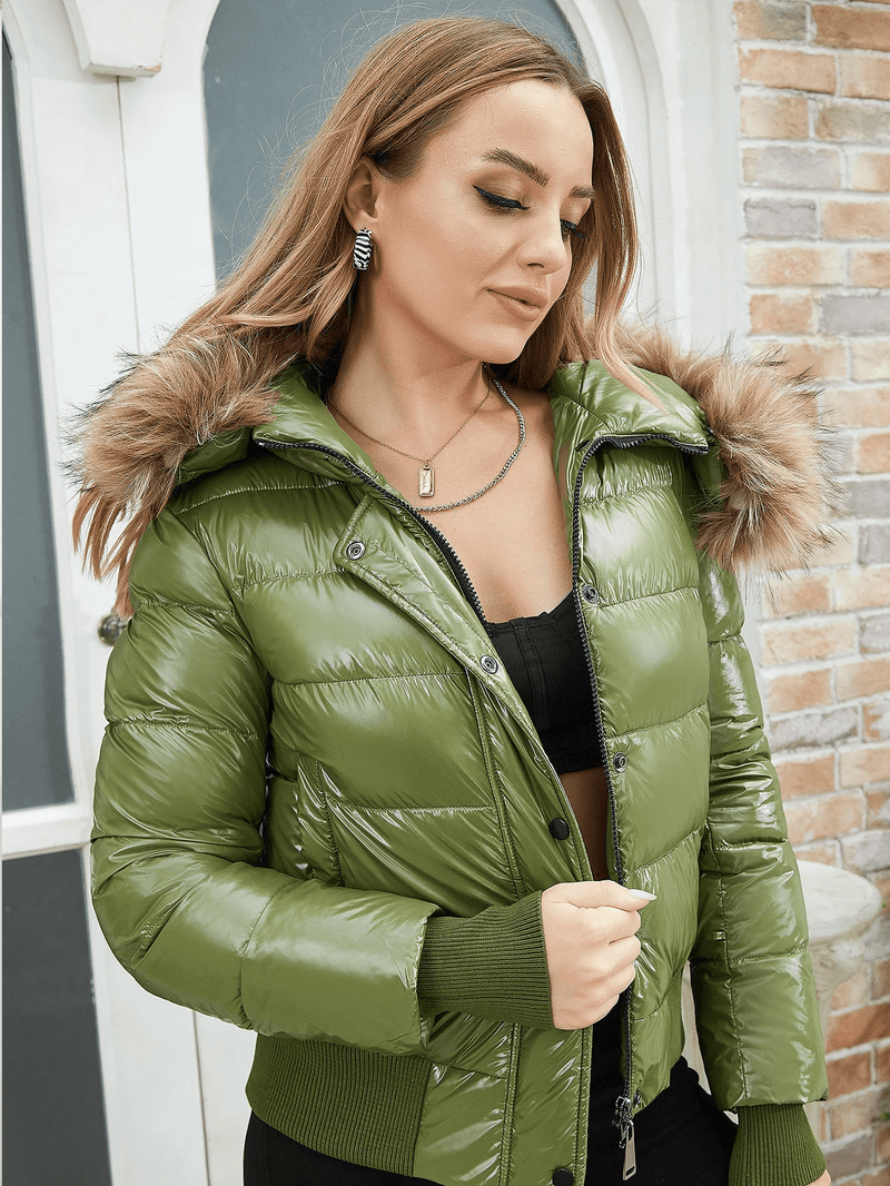 Anna - Langärmelige Kunstpelz Kapuze Jacke Mit Reißverschluß