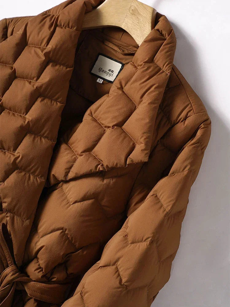 Elke - Langärmelig Gürtel Jacke Mit Taschen
