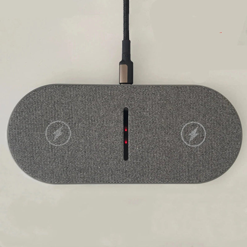 PowerNest - Duale kabellose Ladestation mit Schnellladefunktion für Telefone und Ohrstöpsel
