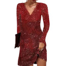 Anna – Modisches Langarm Minikleid mit tiefem V Ausschnitt