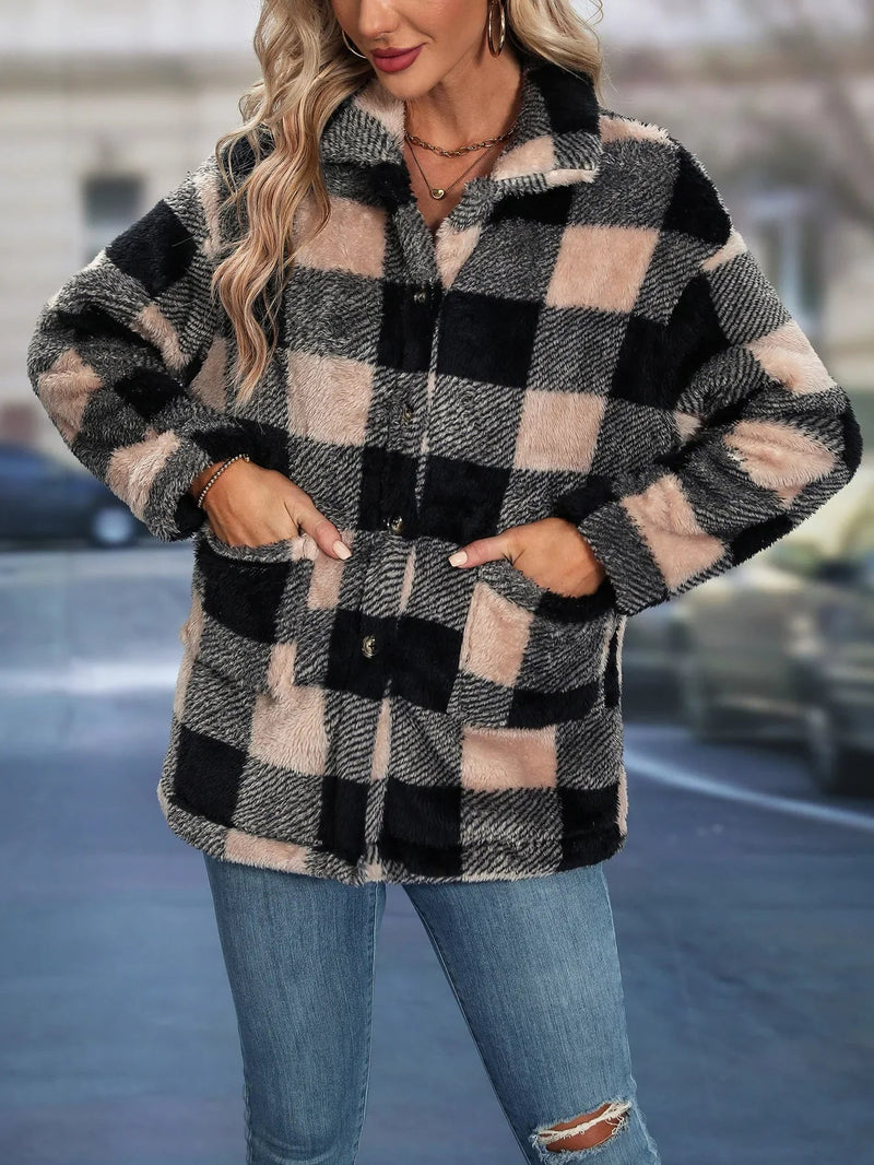 Aveline - Langärmelige Seitentaschen Jacke Mit Knöpfen