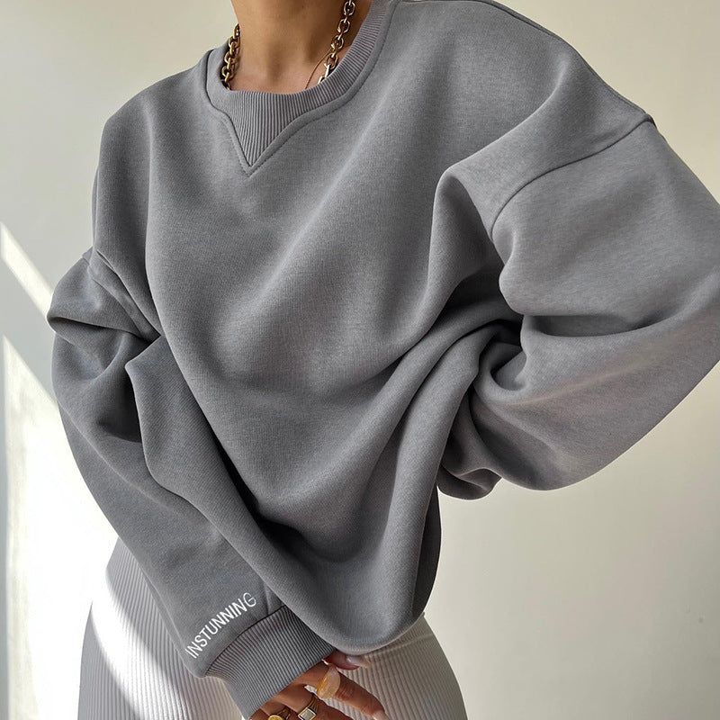 Evelyn - Langärmelig Überdimensionale Rundhalsausschnitt Sweatshirt