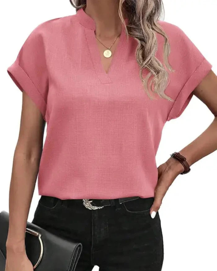 Lily – Klassisches Kurzarm Top Mit V Ausschnitt