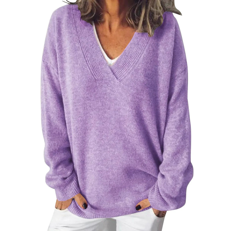 Mia - Warmer V Ausschnitt Langärmelig Pullover