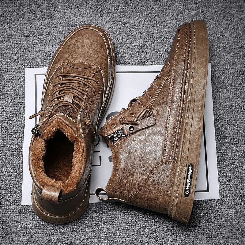 Louis - Warme Rutschfest Pelz Stiefelette Mit Reißverschluss