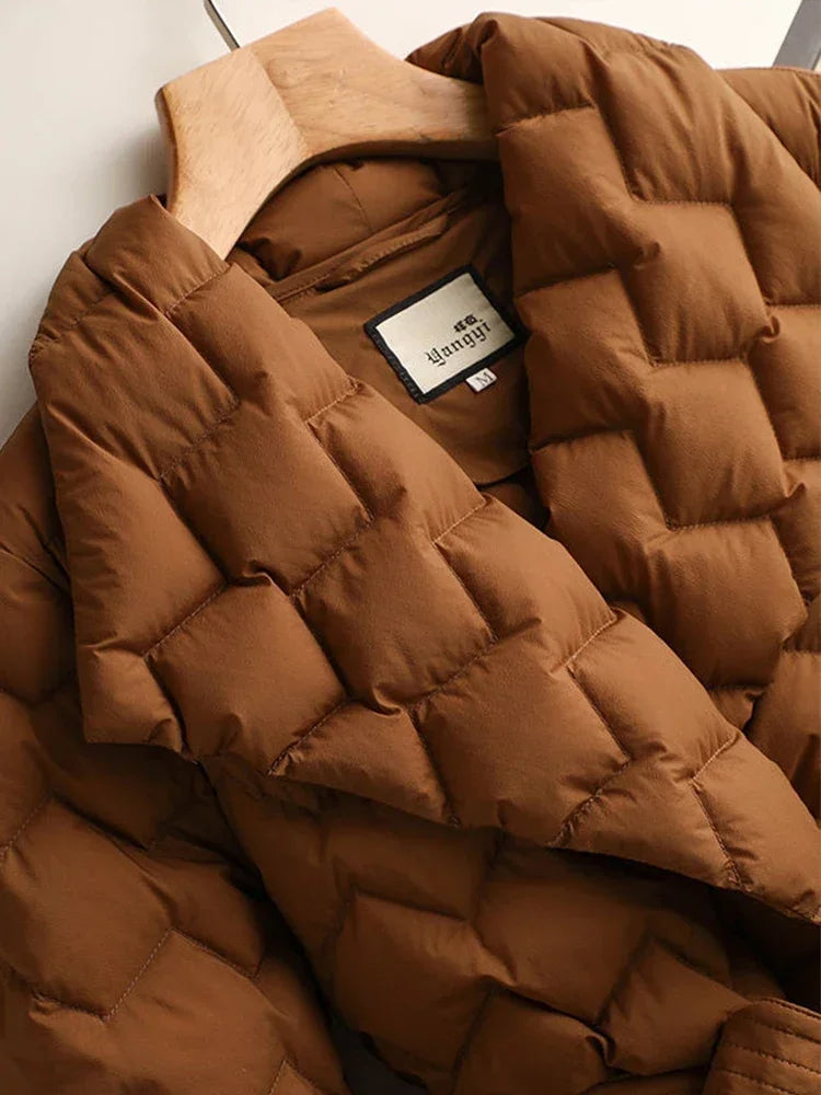 Elke - Langärmelig Gürtel Jacke Mit Taschen
