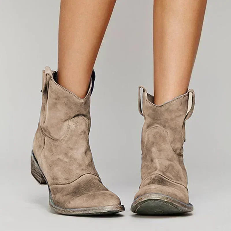 Fenella - Vintage Stiefeletten mit spitzer Zehe und Niedrig Absätze