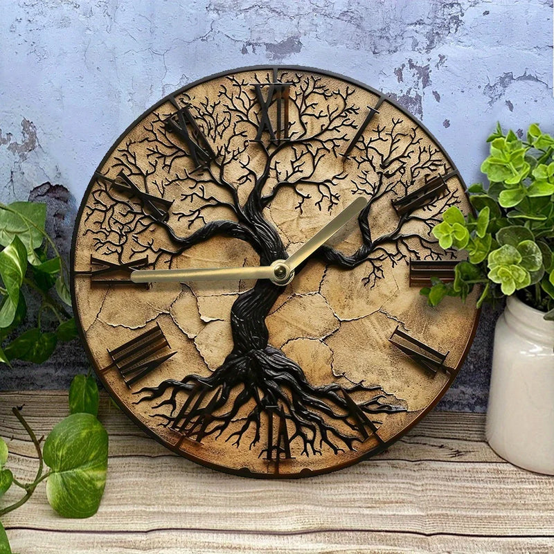 NatureTick - Kunstvolle Wanduhr aus Holz mit Lebensbaum Gestaltung