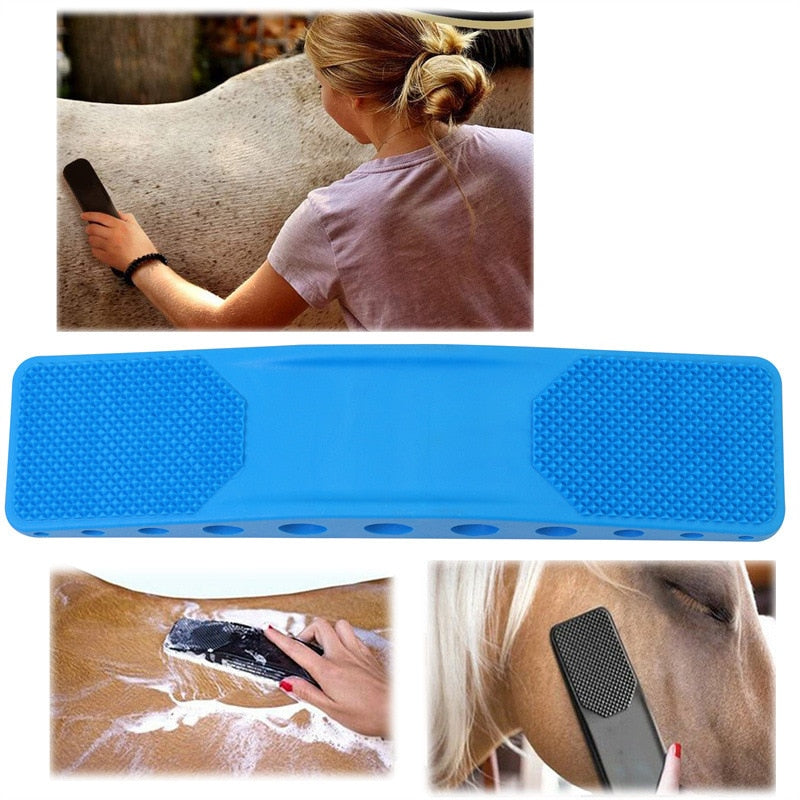 EquiShine - Pferdepflegebürste zur Reinigung Massage und Haarentfernung