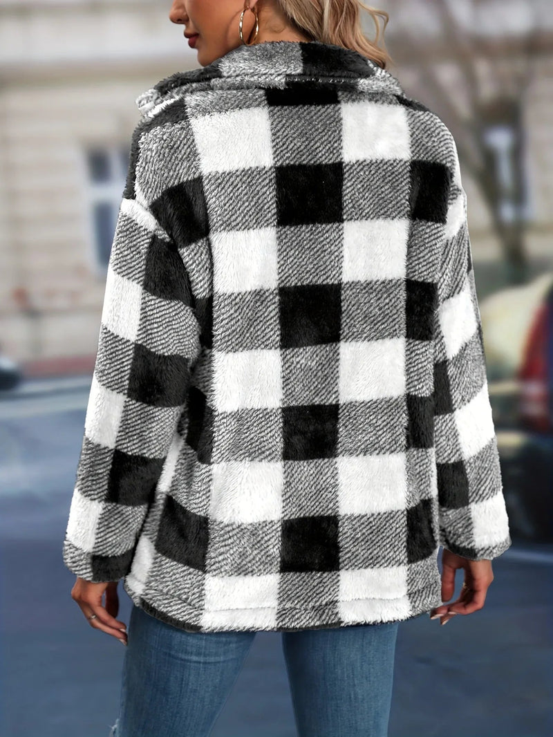 Aveline - Langärmelige Seitentaschen Jacke Mit Knöpfen