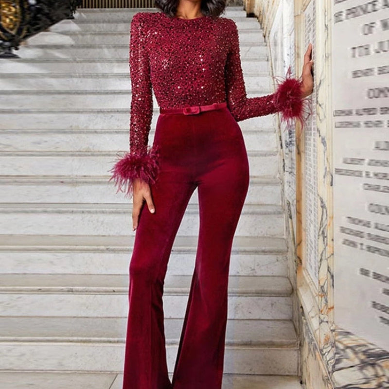 Mila – Lässiger Jumpsuit mit ausgestelltem Bein und langen Ärmeln