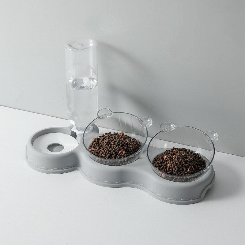 PawSip – 3 in 1 Katzenfutterautomat mit Wasserspender und Doppelnäpfen