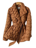 Elke - Langärmelig Gürtel Jacke Mit Taschen
