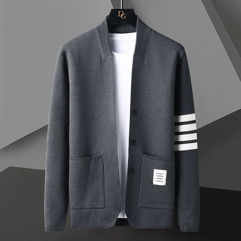 Bruno - Schlanke Passform Langärmelig Strickjacke Mit Taschen