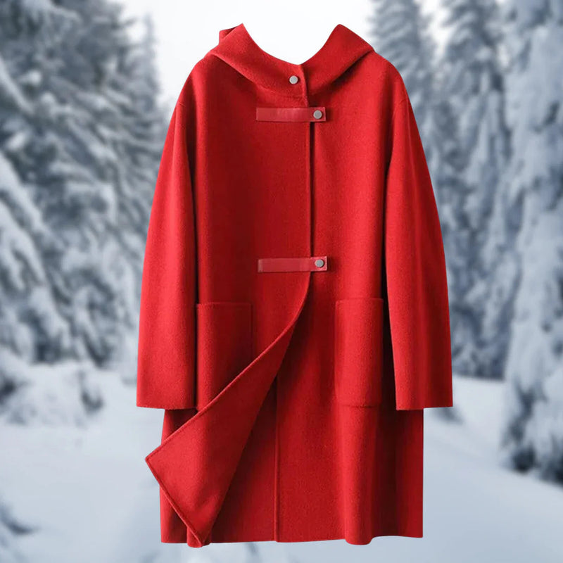 Clara - Langärmelige Doppelter Seite Kaschmir Kapuze Jacke