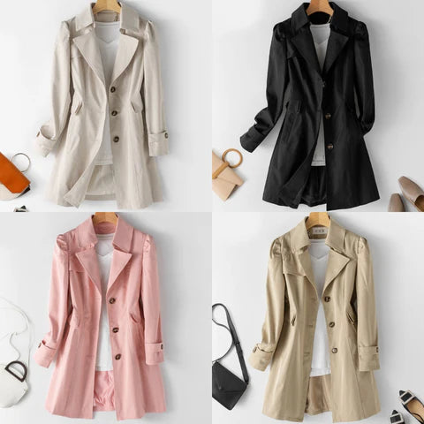 Clara – Schicker Langarmmantel Mit Taschen