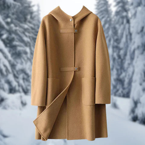 Clara - Langärmelige Doppelter Seite Kaschmir Kapuze Jacke