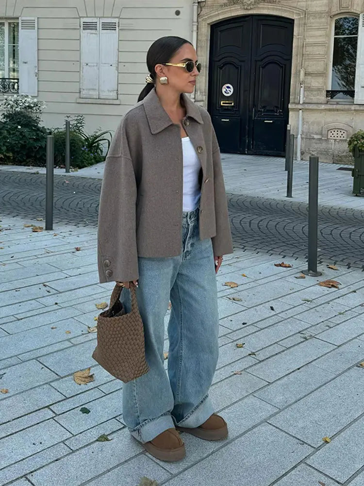 Gisela - Warm Langärmelig Jacke Mit Knöpfen
