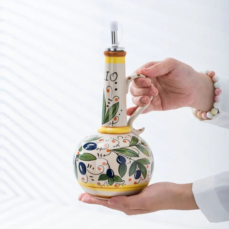 SpoutBloom – Handbemalter Ölspender mit floraler Oberfläche und schmalem Hals
