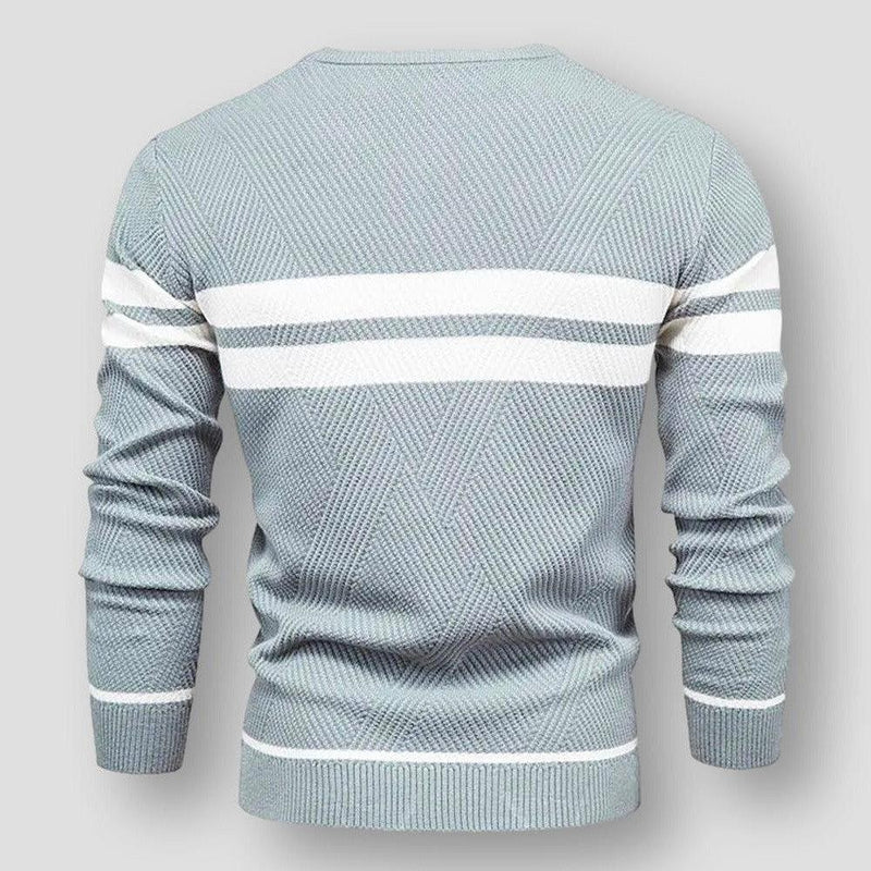 Matteo - Langärmelig Rundhalsausschnitt Gestreift  Strickpullover