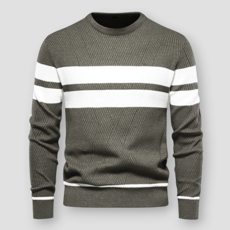 Matteo - Langärmelig Rundhalsausschnitt Gestreift  Strickpullover