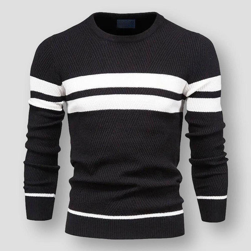 Matteo - Langärmelig Rundhalsausschnitt Gestreift  Strickpullover