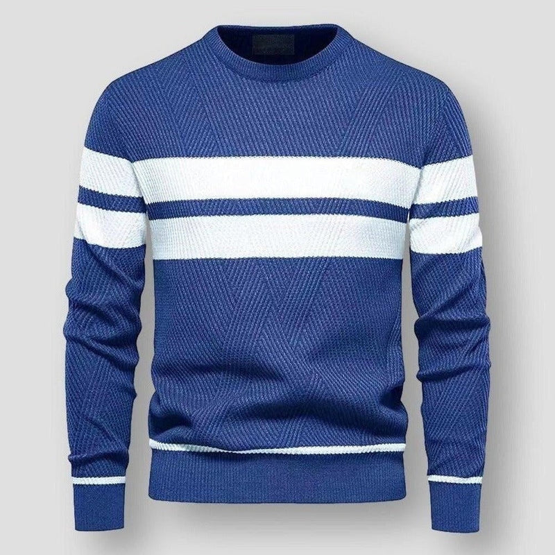 Matteo - Langärmelig Rundhalsausschnitt Gestreift  Strickpullover