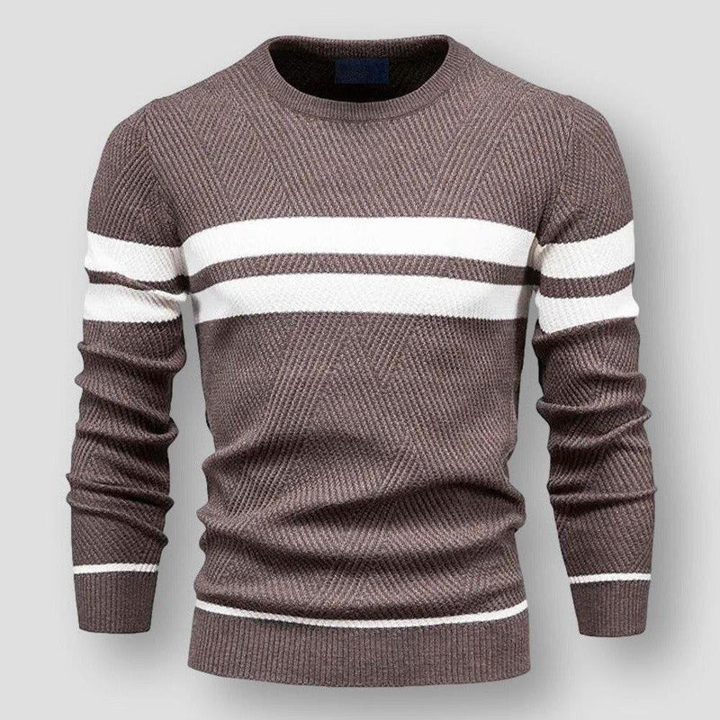 Matteo - Langärmelig Rundhalsausschnitt Gestreift  Strickpullover