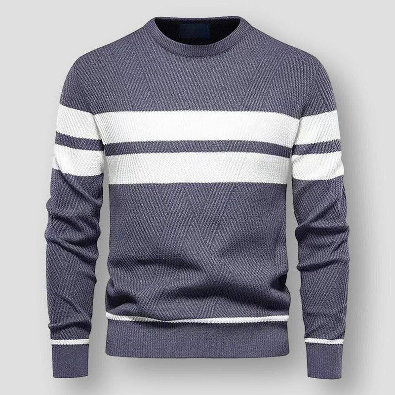 Matteo - Langärmelig Rundhalsausschnitt Gestreift  Strickpullover