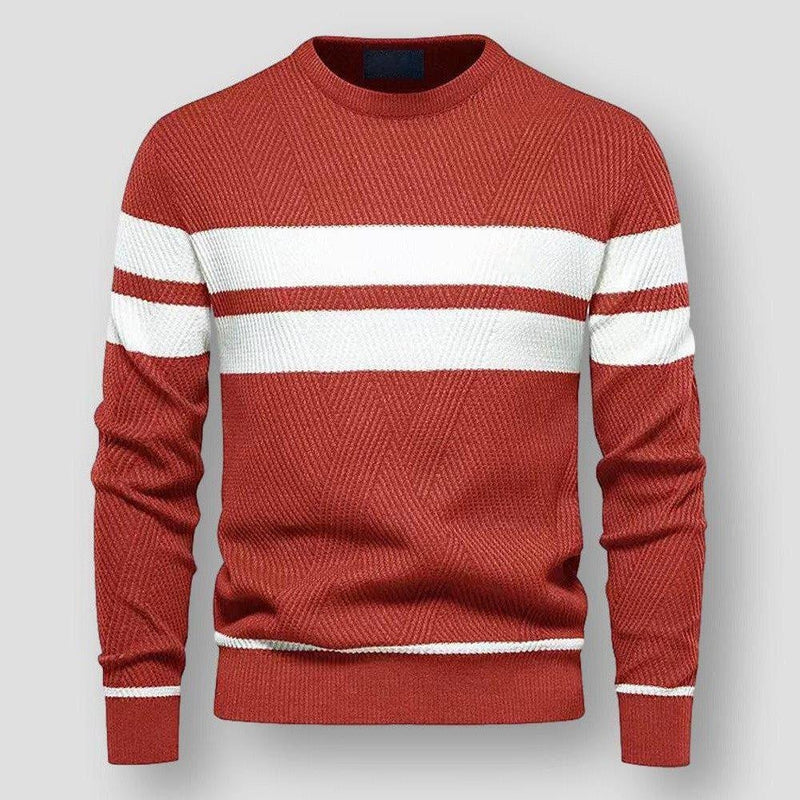 Matteo - Langärmelig Rundhalsausschnitt Gestreift  Strickpullover