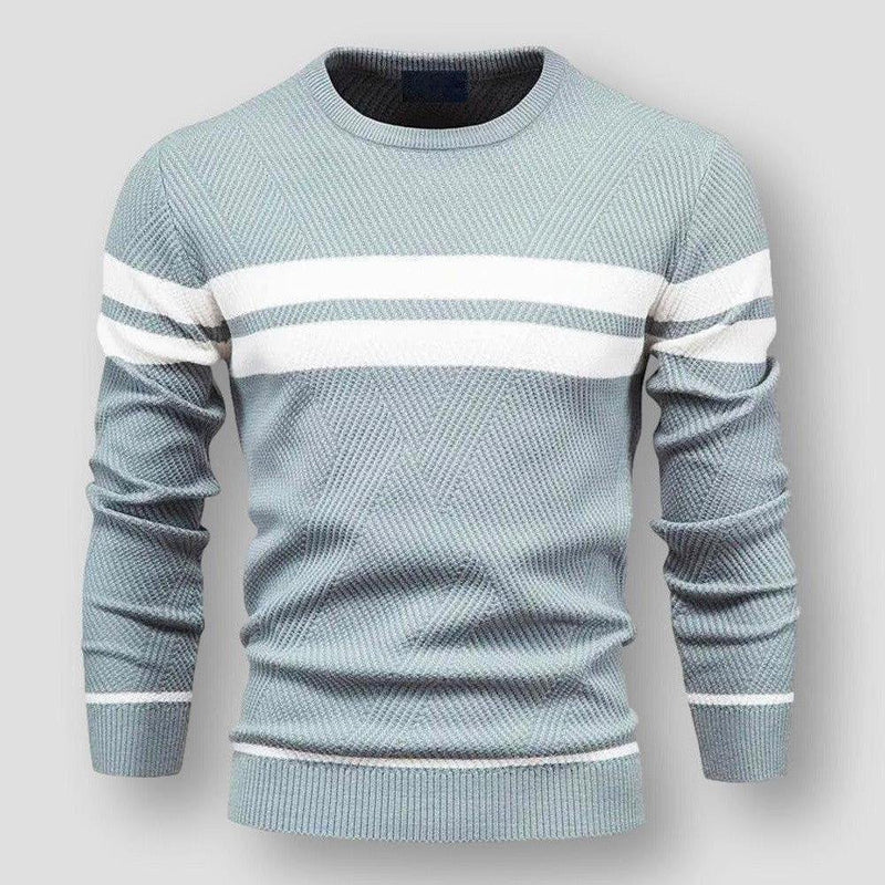 Matteo - Langärmelig Rundhalsausschnitt Gestreift  Strickpullover