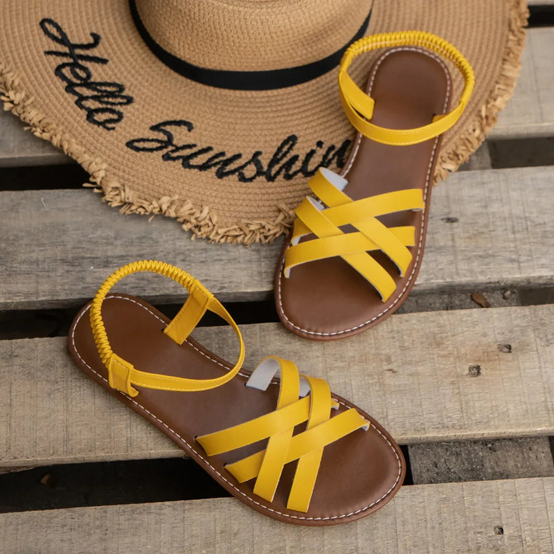 Eliane - Flache Riemchensandalen mit gepolstertem Fußbett und rutschfestem Gestaltung