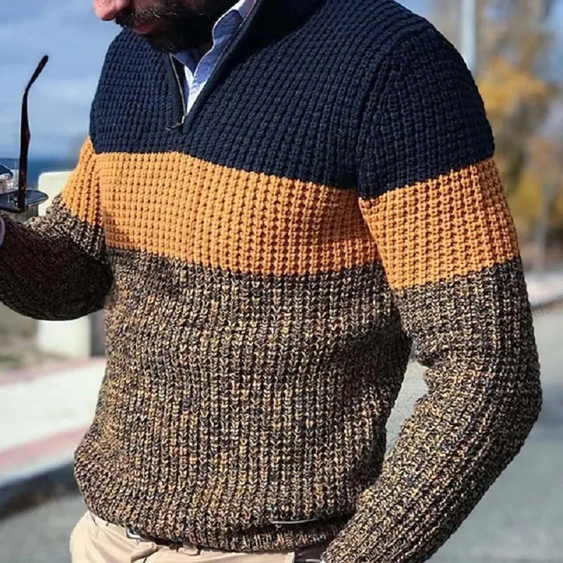 Henry - Langärmelig Strickpullover Mit Reißverschluss Nacken