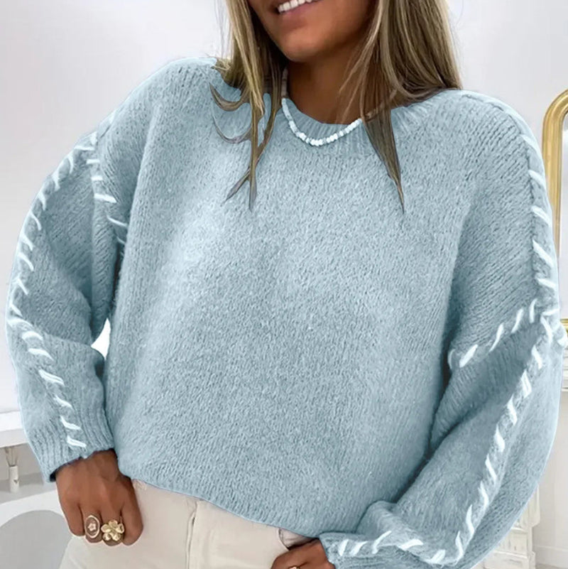 Miriam - Warme Langärmelig Rundhalsausschnitt Lose Passform Pullover