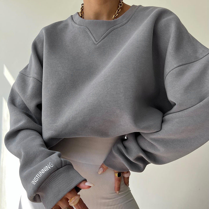 Evelyn - Langärmelig Überdimensionale Rundhalsausschnitt Sweatshirt