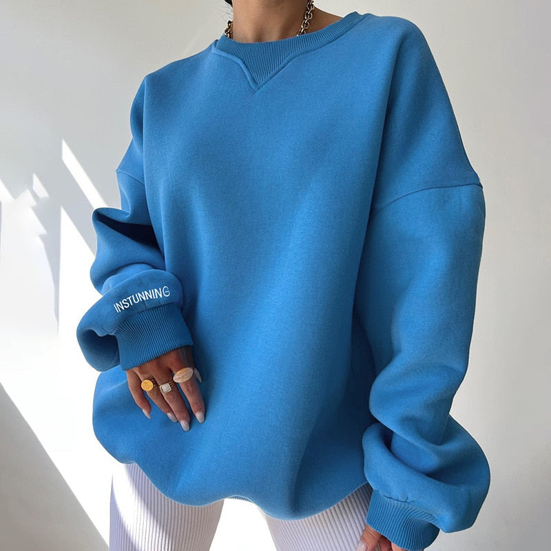 Evelyn - Langärmelig Überdimensionale Rundhalsausschnitt Sweatshirt