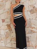 Alina - Lässiges One-Schulter-Midikleid mit Zickzack-Besatz design