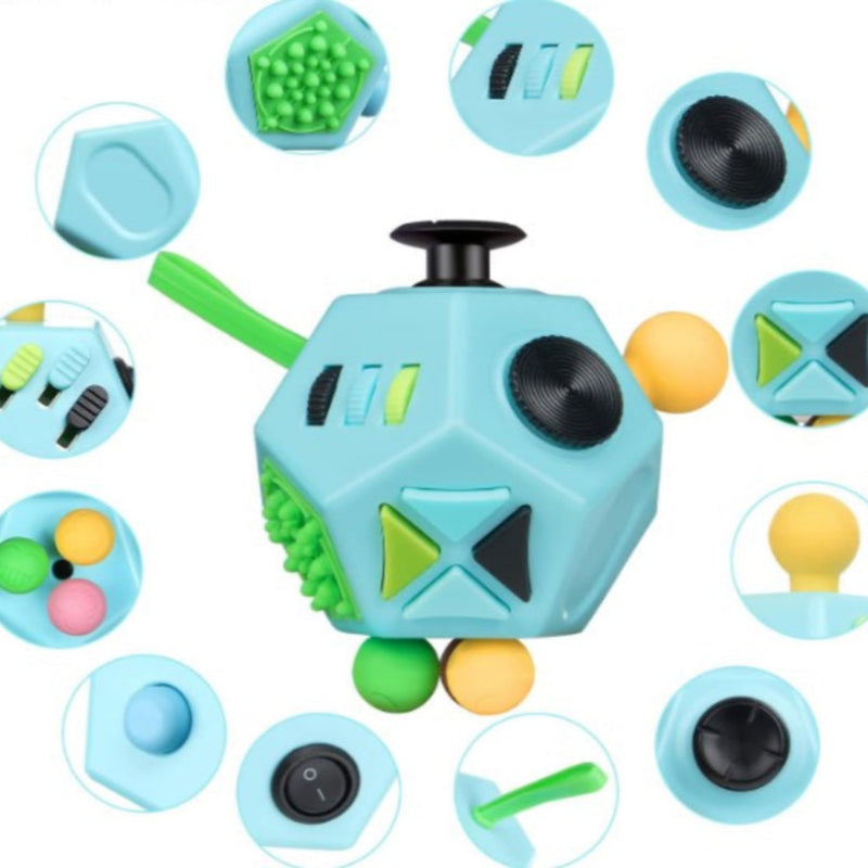 TactiCube – 12 Seitiger sensorischer Spielwürfel mit Tasten Schaltern und Zappelwerkzeugen