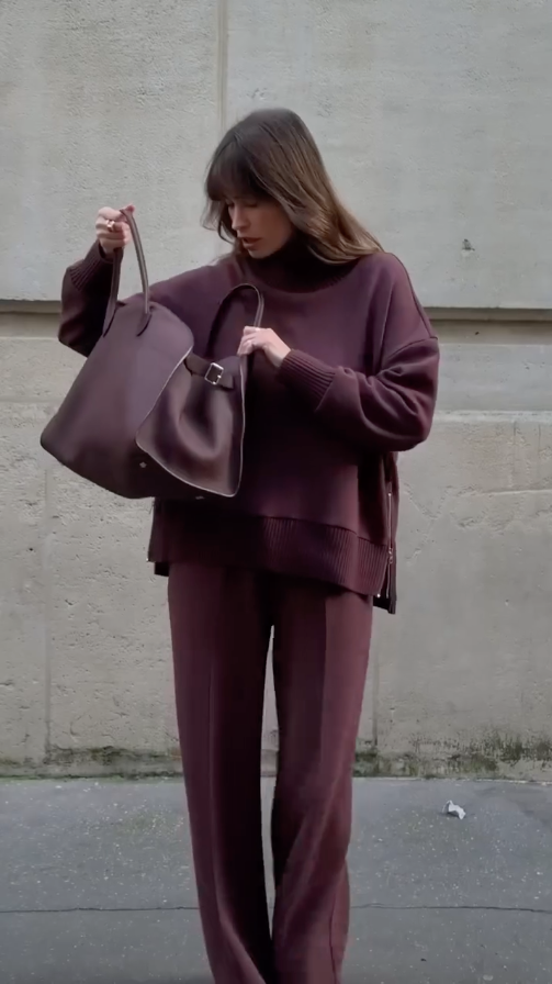 Sabrine – Lässiges Zweiteiler Set Rundhals Langarmpullover und Hosen mit Taschen