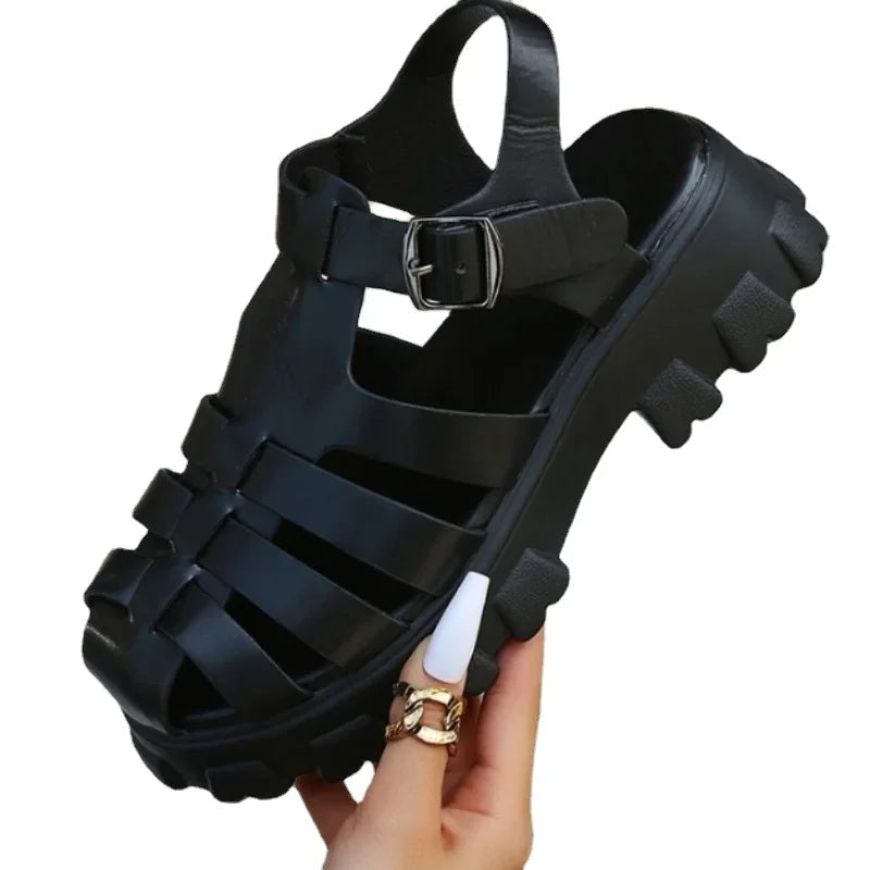 Zandra – Dicker rutschfester Sohle Sandalen mit Verstellbare Knöchelschnalle